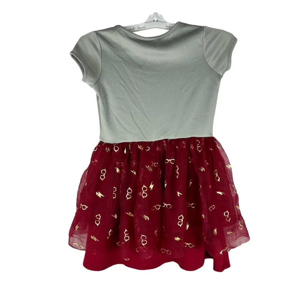 Harry Potter Girls' Sequin Bolt Dress With Tulle Skirt Size M